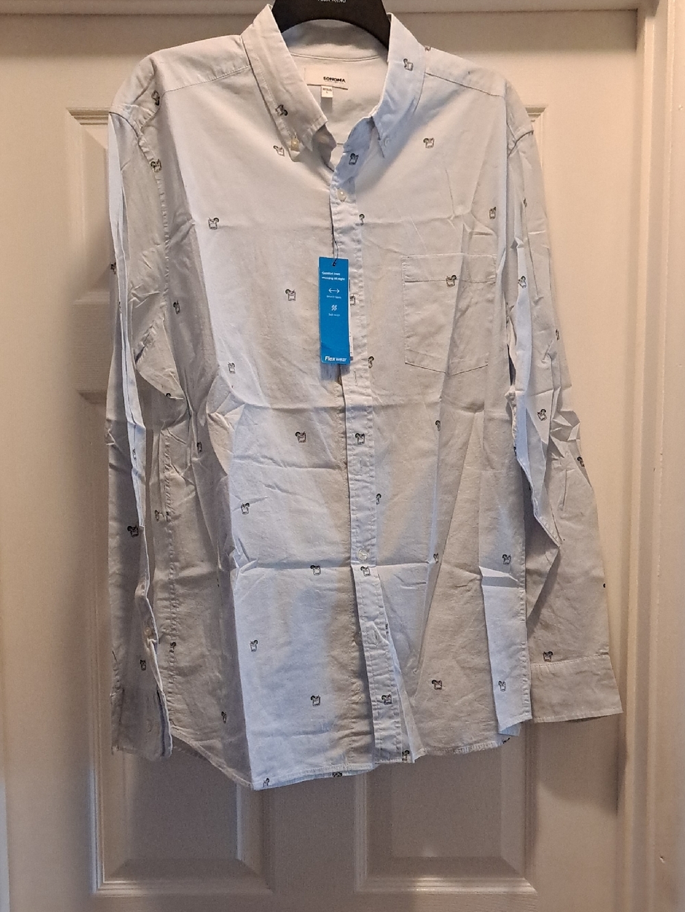 Sonoma Light Blue Button-Down Shirt with Micro Motif